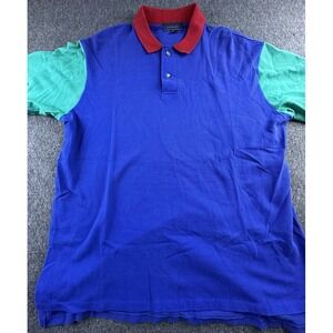 Rothschild's Shirt Men's X-Large Blue Colorblock Polo Short Sleeve Pullover‎ Vtg